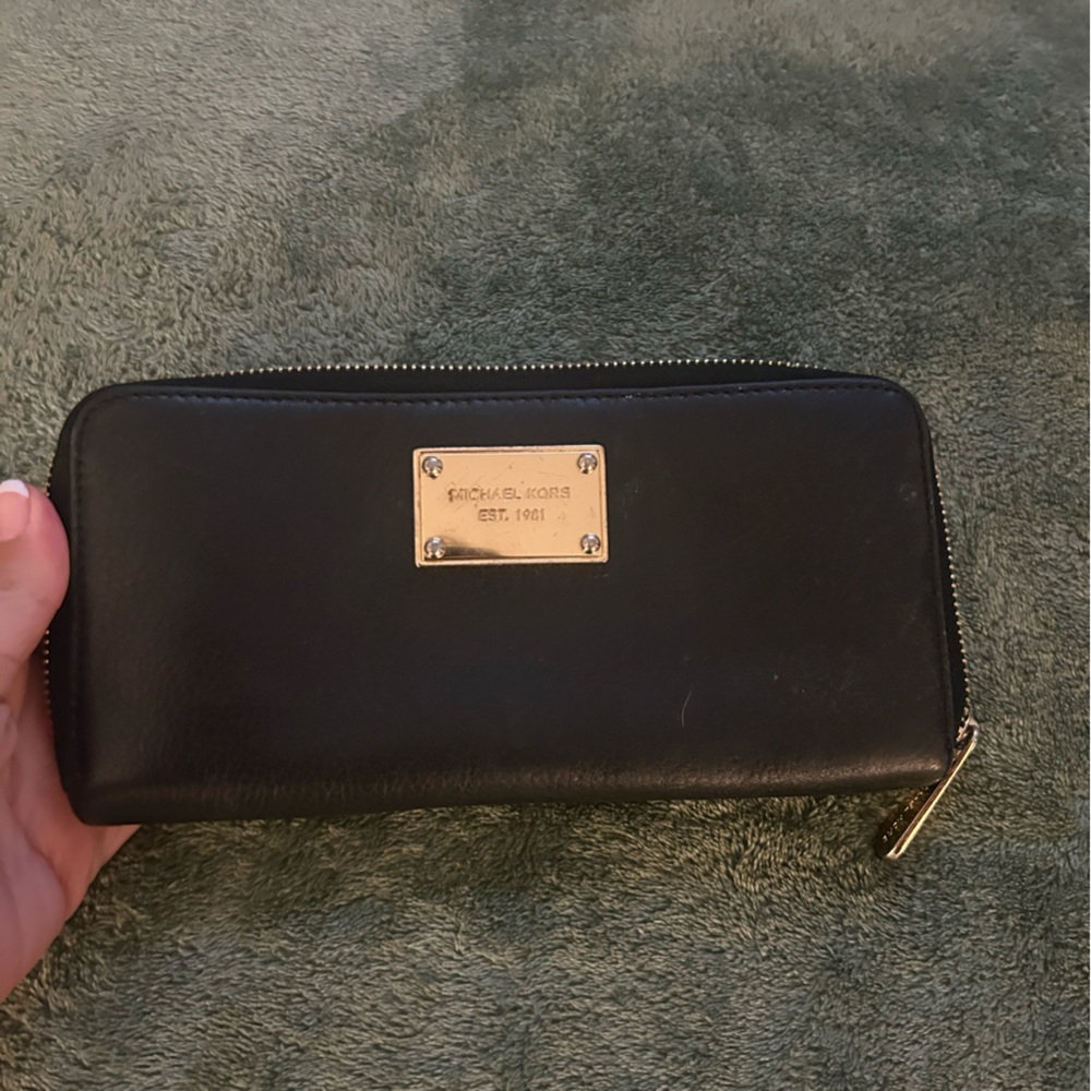 Michael Kors Black Wallet with Gold Accents
